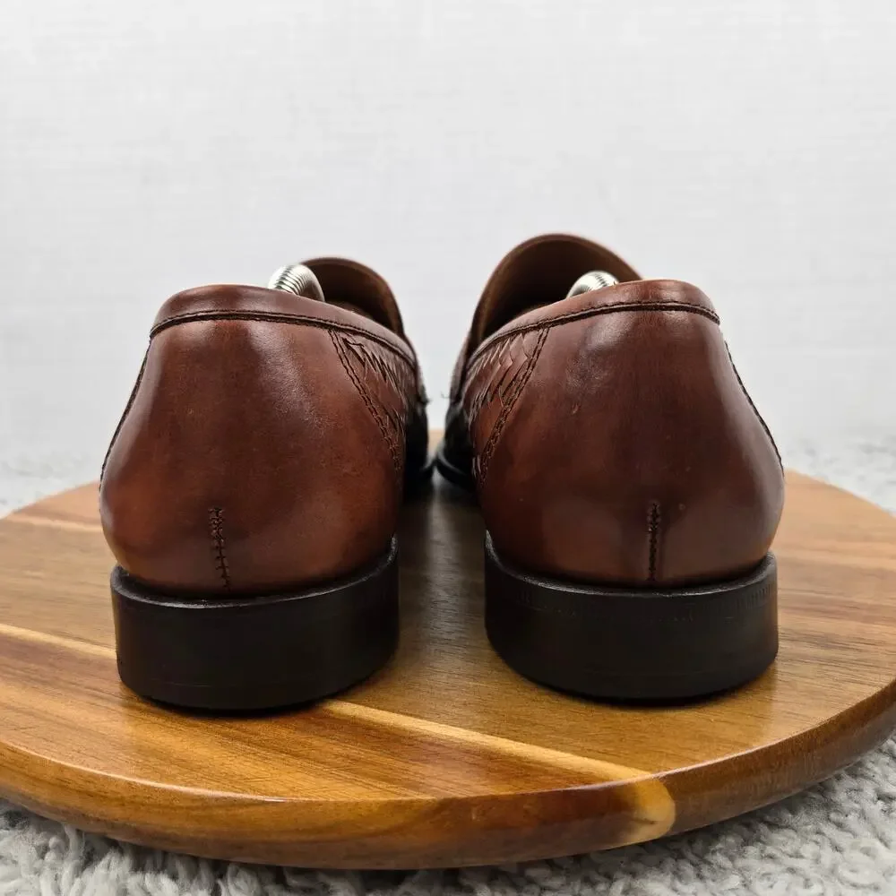 G.H. Bass Mens 9M Jerome Brown Woven Leather Casual Daily Office Tasseled Loafer